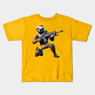 Fortnite-inspired sloth design Kids T-Shirt